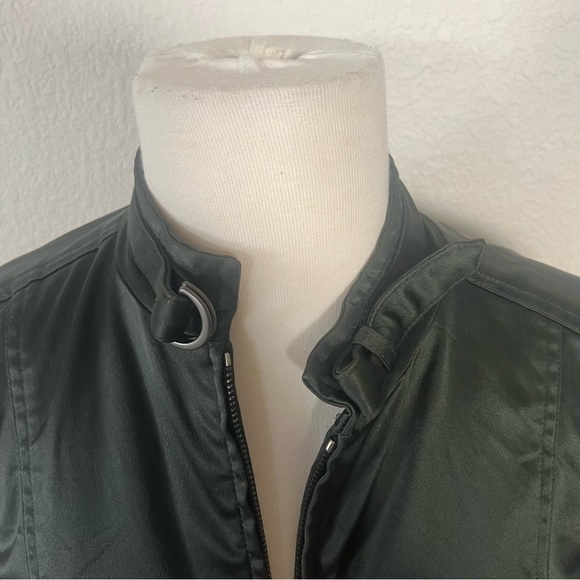 Elie Tahari Green Cropped Leather Jacket - Picture 3 of 7
